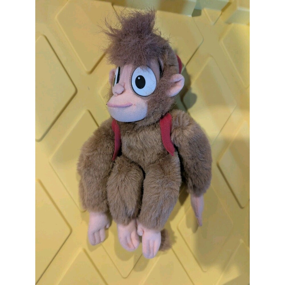 Vintage 90s Disney Aladdin Abu Monkey Plush Stuffed Toy 1992 Mattel Red Vest 10”